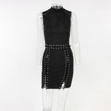 Halter Dress Bodycon Bandage Club Wear Party Sleeveless Women Summer Sexy