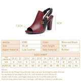 Women Shoes Sandals High Heel Chunky Genuine Leather Patchwork  Fashion