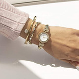 Swarovski Crystal-Accented Gold-Tone Bangle Watch and Bracelet Set