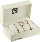 Swarovski Crystal-Accented Gold-Tone Bangle Watch and Bracelet Set