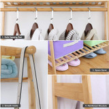 Bamboo Clothes Hanging Rack with 2 Tier Storage Shelves
