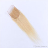 #613 Blonde Human Hair Bundles With Lace Closure Brazilian Virgin Hair 9A Blonde Straight Hair Bundles With Closure 4x4