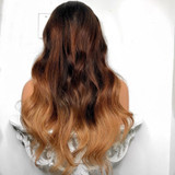"Mya" Silky Ombre Black to Brown Roots with 27 Highlighted Ends