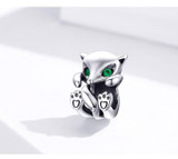 Fox shaped Silver & Zircon pendant for bracelet/necklace.
