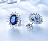 Jewelry Set Nano Blue Sapphire Ring, Pendant & Stud Earrings.