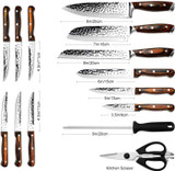 Knife Set, Elegant Life 15-Piece Kitchen Knife Set with Block Wooden