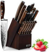 Knife Set, Elegant Life 15-Piece Kitchen Knife Set with Block Wooden