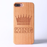 King and Queen Wood Carved iPhone Case for Couples