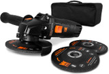 7.5-Amp 4-1/2-Inch Angle Grinder with Reversible Handle, Three Grinding Discs. 7.5-Amp 4-1/2-Inch Angle Grinder with Reversible Handle, Three Grinding Discs.