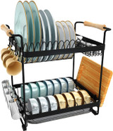 Dish Drying Rack, 2-Tier Dish Rack with Drainboard Set Dish Drainer