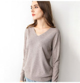 Knitted Sweater Autumn Long Sleeve V Neck Pullover Basic Thin Tops White Jumpers Sweaters Knitwear Women  Fashion Clothes