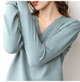 Knitted Sweater Autumn Long Sleeve V Neck Pullover Basic Thin Tops White Jumpers Sweaters Knitwear Women  Fashion Clothes