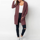 Women Long Hooded Cardigan Autumn Pockets Long Women Sweater Cardigan