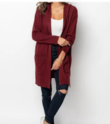 Women Long Hooded Cardigan Autumn Pockets Long Women Sweater Cardigan