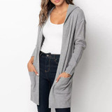 Women Long Hooded Cardigan Autumn Pockets Long Women Sweater Cardigan