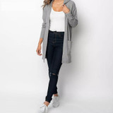 Women Long Hooded Cardigan Autumn Pockets Long Women Sweater Cardigan