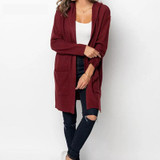 Women Long Hooded Cardigan Autumn Pockets Long Women Sweater Cardigan