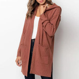 Women Long Hooded Cardigan Autumn Pockets Long Women Sweater Cardigan