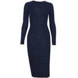 Women's Bandage Shiny Long Sleeve Evening Party Dress Pencil Dresses