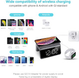 Pointouch Digital Alarm Clock with Wireless Charger for Bedroom