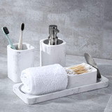 5 Pieces Glass Bathroom Accessory Collection Vanity Countertop Set