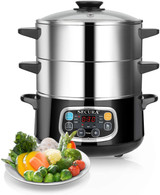 Secure Electric Food Steamer, Vegetable Double Tiered Secure Electric Food Steamer, Vegetable Double Tiered