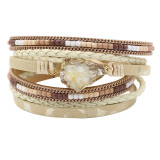 Green Leather Bracelets for Women Multilayer | Bracelet Vintage Feather Charm bracelet Pulseras