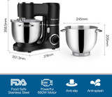 Vospeed Stand Mixer, 7.5 QT 660W 6-Speed Electric Food Mixer Kitchen