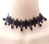 Black Lace Crystal Tassel Choker Necklaces 19 Variants