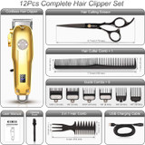 Professional Hair Trimmer Set (12Pcs USB Rechargeable Adjustable LCD Display Hair