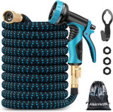 50ft Garden Hose Expandable Water Hose with 9 Function Nozzle, with Solid Brass Fittings.