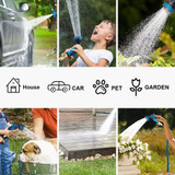 Garden Hose Extra Strength, Flexible, 9 Function Spray Hose Nozzle 3/4 Solid Brass Connectors.