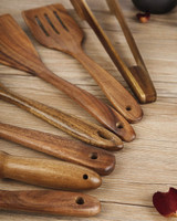 Wooden Kitchen Utensil Set, Wood Utensils Cooking Set Organic Teak