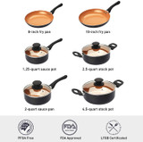 FRUITEAM 10pcs Cookware Set Ceramic Nonstick Soup Pot,