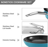 REDMOND Nonstick Cookware Set, 8 Piece Ceramic Aluminum Pans and Pots Set