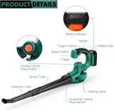 Cordless Leaf Blower, Adjustable Grip for Blowing Leaves, Clearing Dust.