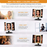 Makeup Mirror Vanity Mirror with Lights - 3 Color Lighting Modes 72 LED Trifold Mirror,
