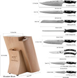 Kitchen Damascus Knife Set, 9-Piece Kitchen Knife Set with Block