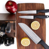 Knife Set, 15-Piece Kitchen Knife Set with Sharpener Wooden Block