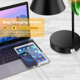 Industrial Dimmable Desk Lamp with 2 USB Charging Ports AC Outlet