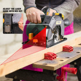 Cordless Circular Saw, 4.0Ah Battery, Fast Charger, Laser & Base Plate Adjustable.