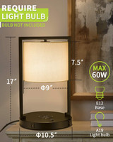 LMS Wireless Charger Table Desk Lamp with USB Port and Power Outlet