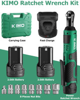 Cordless Electric Ratchet Wrench,12V Power Ratchet Wrench Kit, Variable Speed Trigger, 2-Pack 2.0Ah Lithium-Ion Batteries, 8 Sockets.
