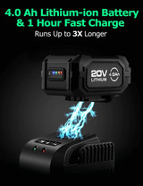 20V Brushless Cordless Angle Grinder Equipped with 4.0Ah Lithium-Ion Battery & Fast Charger