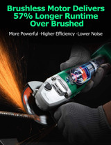 20V Brushless Cordless Angle Grinder Equipped with 4.0Ah Lithium-Ion Battery & Fast Charger