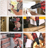 Cordless Drill Driver Kit with 2 Batteries, WAKYME 21V Impact Drill  for Drilling Wall, Bricks, Wood And Metal