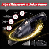 Hand-Held Vacuum Cleaner, 12v Portable Cordless Vacuum with Car & Wall Rechargeable Lithium-ion
