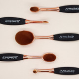5 Piece Rose Gold Oval Brush Set