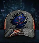 North Dakota State Flag Hat 3D Printed American Flag Vintage Patriotic Hat For Men