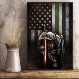 Thin Green Line Flag Poster Knight Templar Patriotic Army Military Veteran Poster Home Decor